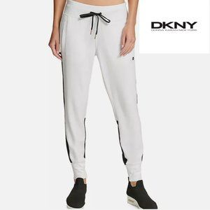NWT DONNA KARAN WHITE ACTIVE WEAR CUFFED JOGGERS PANTS